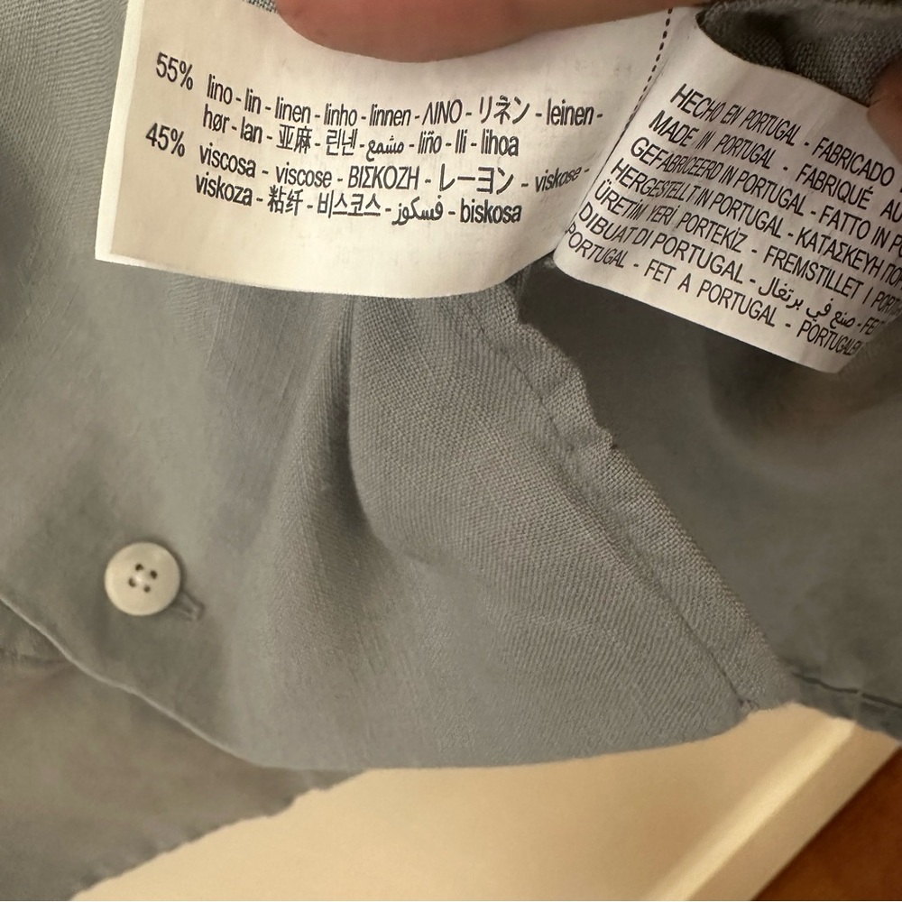 Linen Button Down Collared Shirt Large - image 5